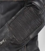Women’s genuine brown leather motorcycle jacket in distressed style