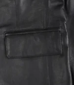 Women’s genuine black leather two-button blazer