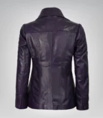 Women’s genuine purple leather three-button blazer