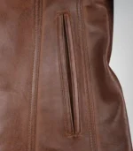 Women’s genuine cognac lambskin leather blazer