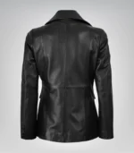 Women’s genuine black lambskin leather blazer