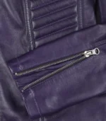 Women’s genuine purple leather motorcycle jacket