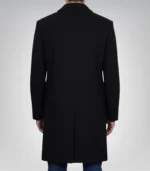 Men’s Single-Breasted Black Wool Coat Modern Fit Long Overcoat - Image 5