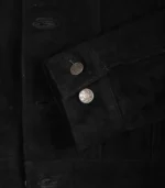 Men’s Classic Black Suede Trucker Jacket Real Suede Button Front Style - Image 5