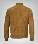 Men’s Light Brown Real Suede Bomber Jacket Classic Zip Front Style - Image 5