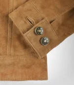 Women’s Light Brown Suede Trucker Jacket Real Suede Button-Front Jacket - Image 5