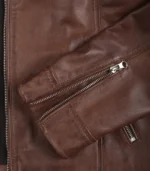 Women's Cognac Moto Leather Biker Jacket - Image 6