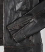 Women’s Distressed Brown Leather Motorcycle Jacket – Dodge - Image 6
