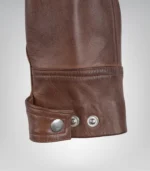 Women’s Cognac Moto Leather Jacket with Quilted Shoulder Detail - Image 6
