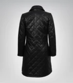 Glen Women’s Black Quilted Leather Car Coat with Brown Highlights - Image 6