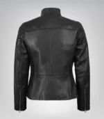 Carrie Women’s Classic Black Leather Biker Jacket - Image 6
