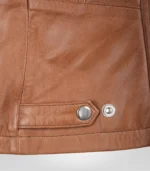 Elegant tan slim-fit women’s leather outerwear