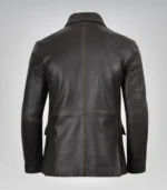 Genuine Distressed Brown Leather Blazer for Men Classic Two-Button Closure - Image 6