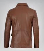 Men’s Two-Button Cognac Leather Blazer with Notch Lapel - Image 6