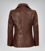 Women’s Cognac Real Lambskin Leather Blazer - Image 6