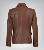 Women’s Cognac Real Lambskin Leather Blazer - Image 6