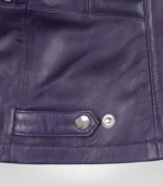 Women’s Premium Purple Leather Biker Jacket - Image 6