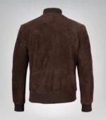 Men’s Dark Brown Real Suede Bomber Jacket Classic Zip Front Style - Image 6