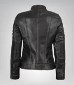 Women’s Premium Distressed Brown Leather Biker Jacket - Image 7