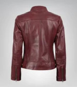 Women’s Genuine Burgundy Leather Jacket in Slim Fit - Image 7