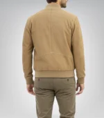 Men’s Camel Brown Real Suede Bomber Jacket Premium Zip Front Style - Image 7