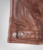 Women's Cognac Waxed Motorcycle-Style Leather Jacket - Image 7