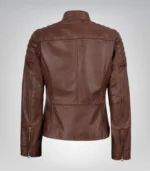Women's Cognac Moto Leather Biker Jacket - Image 7