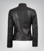 Women’s Distressed Brown Leather Motorcycle Jacket – Dodge - Image 7