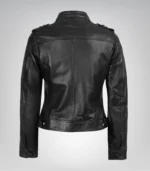 Classic Biker-Inspired Women’s Black Leather Moto Jacket - Image 7