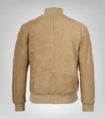 Men’s Camel Brown Real Suede Bomber Jacket Premium Zip Front Style - Image 8
