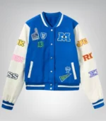 Monsters University Adults Varsity Jacket by Her Universe Wool & Leather Sleeves (Blue & White)