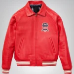 All Americans Avirex Red & Black Real Leather Bomber Jacket