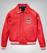 All Americans Avirex Red & Black Real Leather Bomber Jacket