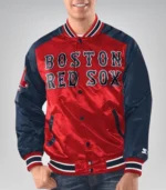 Boston Red Sox Renegade Satin Varsity Jacket Red & Navy