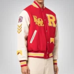 Bull Market Varsity Jacket Red and White Wool Bomber Jacket