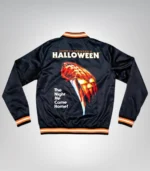 1978 John Carpenter’s Halloween Black Varsity Jacket Classic Movie Satin Jacket - Image 2