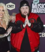 2023 CMT Music Awards Jelly Roll Black and Red Varsity Jacket - Image 2