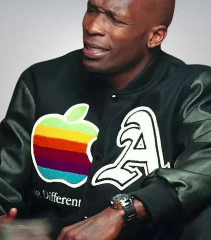 Black wool and vegan leather varsity jacket – Chad Johnson Ochocinco