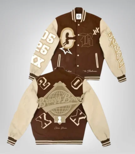 Unisex wool varsity jacket with leather sleeves – Chris Brown MT