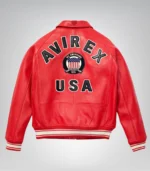 All Americans Avirex Red & Black Real Leather Bomber Jacket - Image 4