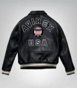All Americans Avirex Red & Black Real Leather Bomber Jacket - Image 8