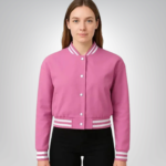 Adele Inspired Women’s Pink Varsity Jacket – Trendy Casual Outerwear
