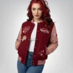 Women’s Valentine Varsity Jacket – Love Patch Embroidered