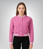 Adele Inspired Women’s Pink Varsity Jacket – Trendy Casual Outerwear
