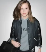 Emma Watson Inspired Black Varsity Jacket for Women - Image 2