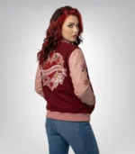 Women’s Valentine Varsity Jacket – Love Patch Embroidered - Image 2