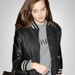 Emma Watson Inspired Black Varsity Jacket for Women