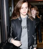 Emma Watson Inspired Black Varsity Jacket for Women - Image 3
