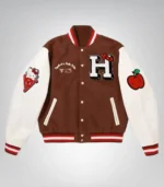 Hello Kitty Inspired Apples ‘H’ Varsity Jacket - Image 3
