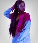 Ariana Grande Inspired Pink Cropped Jacket for Women